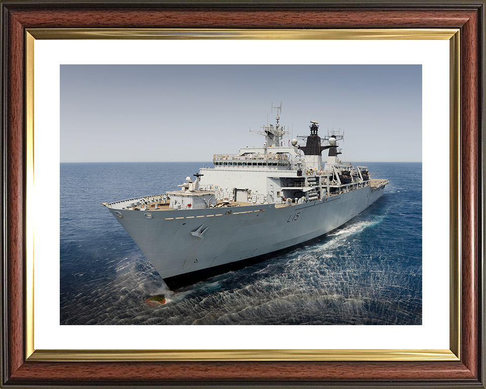HMS Bulwark (L15) Royal Navy Albion Class Amphibious Ship From A Helicopter Photo Print Wall Art Decor Posters, Prints, & Visual Artwork Hampshire Prints 10 x 8 Classic Frame Yes
