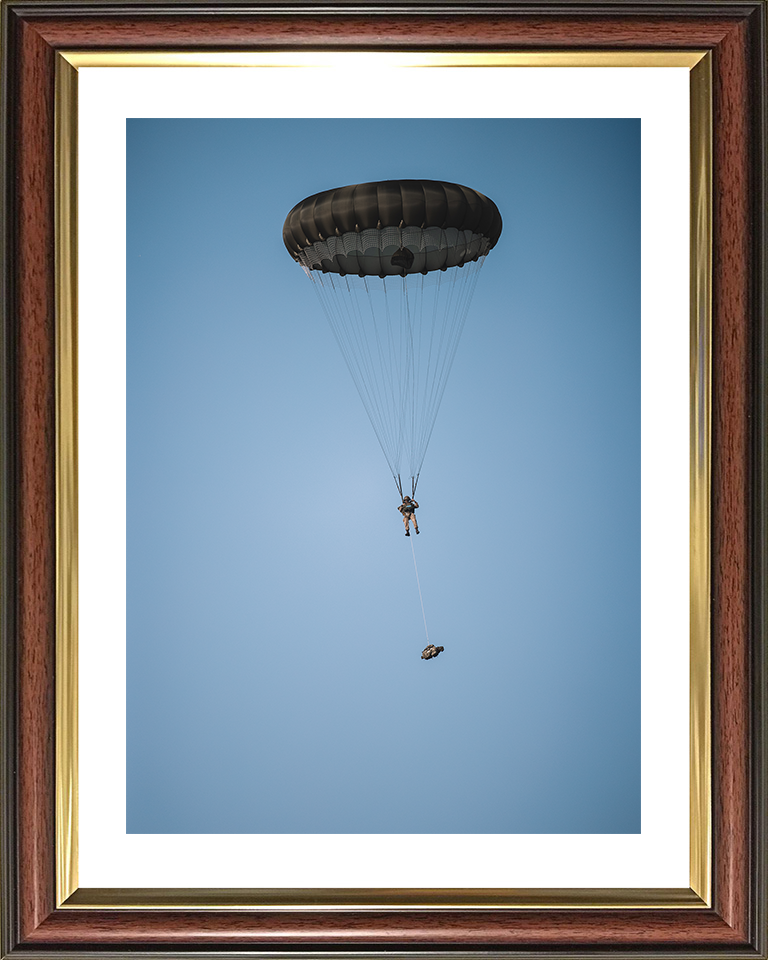 British Army Paratrooper Under Canopy 2026 Photo Print Wall Art Military Decor Posters, Prints, & Visual Artwork Hampshire Prints 10 x 8 Classic Frame Yes
