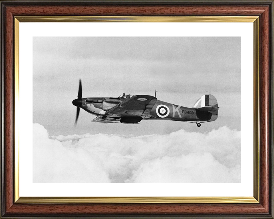 RAF Hawker Hurricane MkI in Flight 1940 Photo Print - Royal Air Force Aircraft Posters, Prints, & Visual Artwork Hampshire Prints 10 x 8 Classic Frame Yes