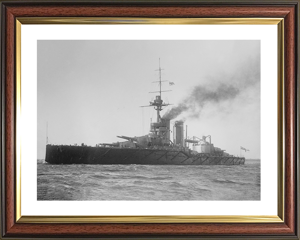 HMS Audacious (1912) Royal Navy King George V Class Battleship Port Side View Photo Print Wall Art Decor Posters, Prints, & Visual Artwork Hampshire Prints 10 x 8 Classic Frame Yes