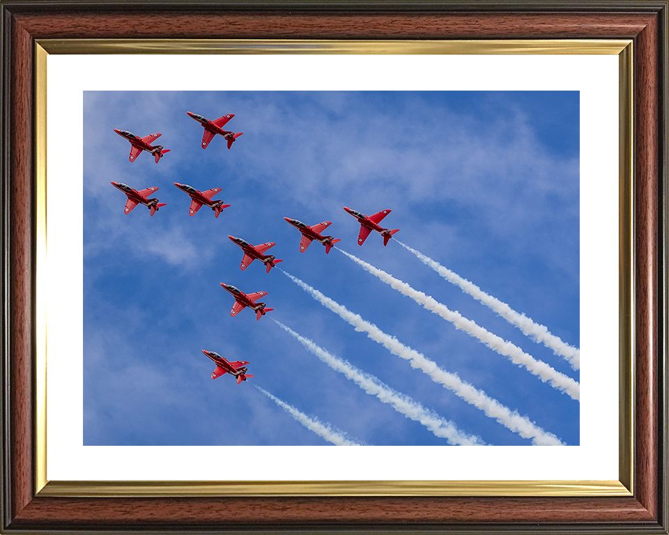 RAF Red Arrows in Formation 2025 Photo Print - Royal Air Force Aircraft Hampshire Prints 10 x 8 Classic Frame Yes