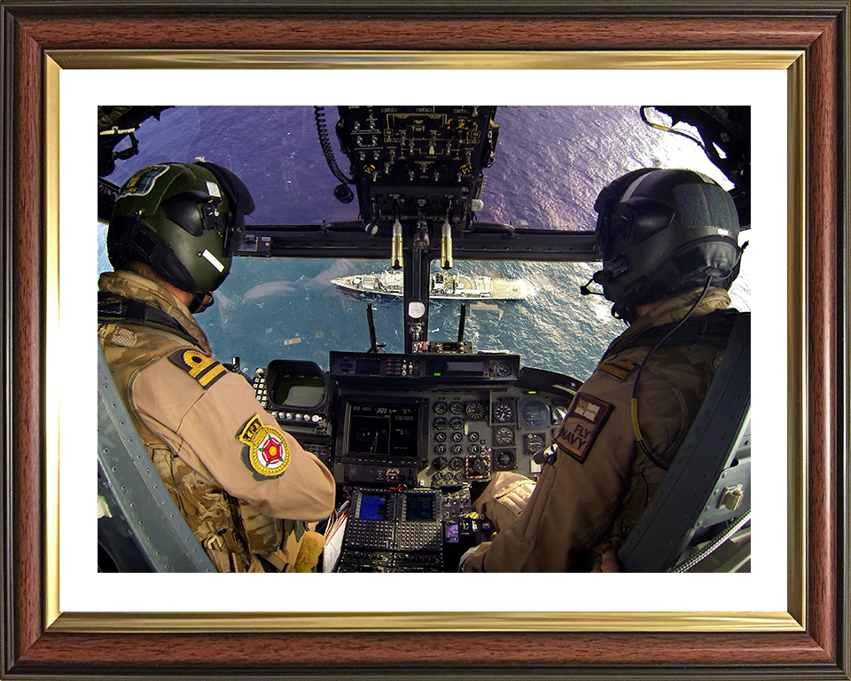 Pilots in the Cockpit of a Lynx Helicopter Photo Print - Royal Navy Aircraft Hampshire Prints 10 x 8 Classic Frame Yes