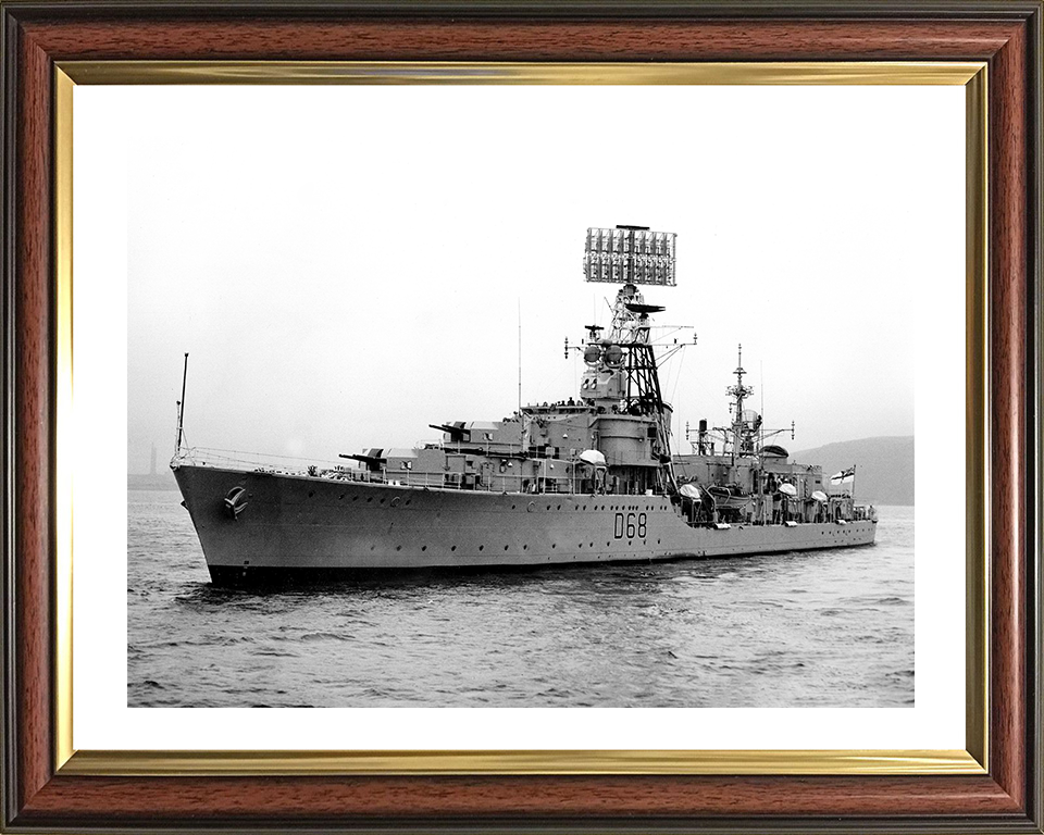 HMS Barrosa (D68) Photo Print - At Sea 1963 - Royal Navy Battle Class Destroyer Posters, Prints, & Visual Artwork Hampshire Prints 10 x 8 Classic Frame Yes