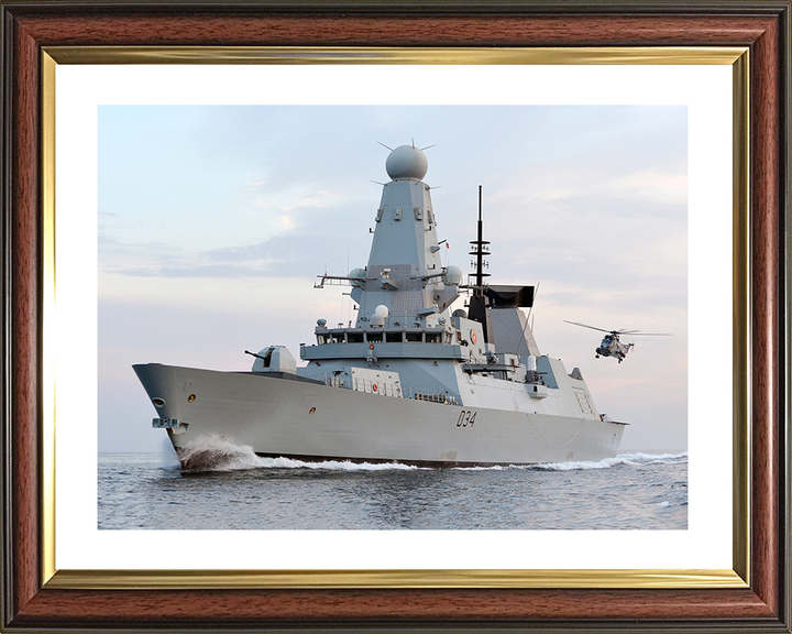 HMS Diamond (D34) Royal Navy Type 45 Destroyer With Sea King 2012 Photo Print Wall Art Decor Posters, Prints, & Visual Artwork Hampshire Prints 10 x 8 Classic Frame Yes