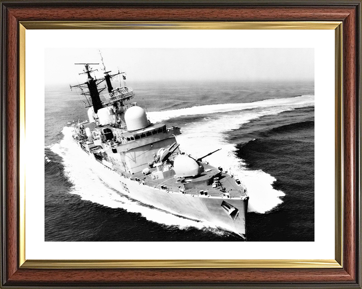HMS Birmingham (D86) Royal Navy Type 42 Destroyer Hard Turn To Port Photo Print Wall Art Decor Posters, Prints, & Visual Artwork Hampshire Prints 10 x 8 Classic Frame Yes