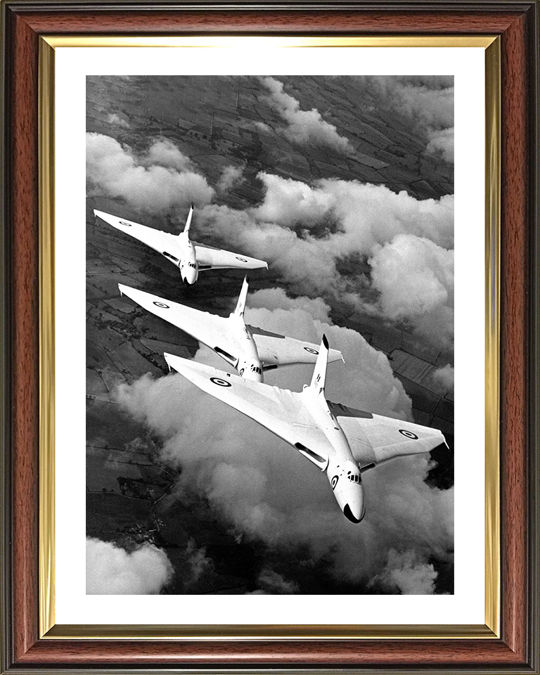 Three Avro Vulcan B1As in flight 1957 Photo Print - Royal Air Force Aircraft Hampshire Prints 10 x 8 Classic Frame Yes