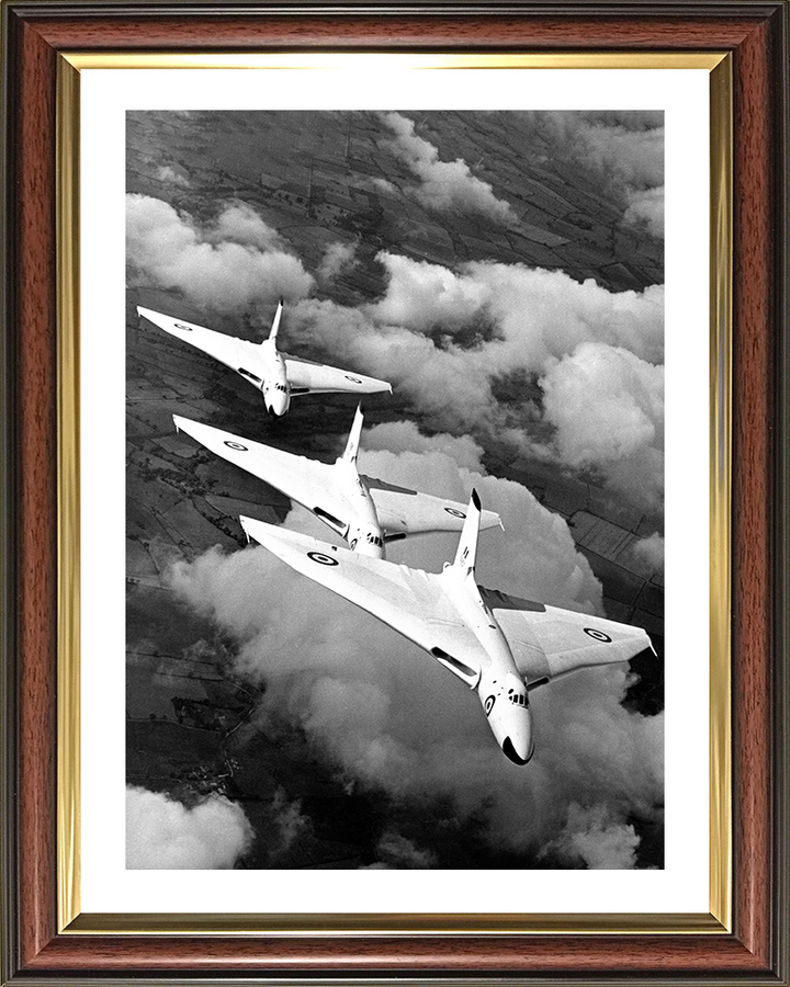 Three Avro Vulcan B1As in flight 1957 Photo Print - Royal Air Force Aircraft Hampshire Prints 10 x 8 Classic Frame Yes