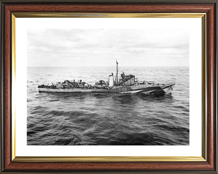 HMS Aldenham (L22) Royal Navy Hunt Class Escort Destroyer Starboard View Photo Print Wall Art Naval Decor Posters, Prints, & Visual Artwork Hampshire Prints 10 x 8 Classic Frame Yes