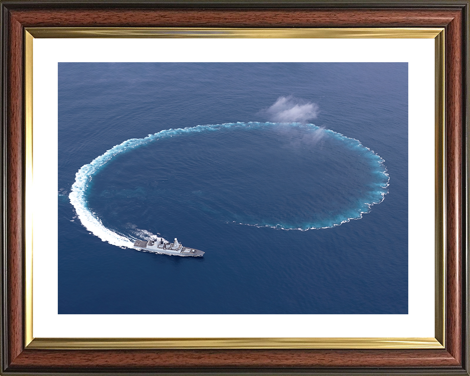 HMS Daring (D32) Royal Navy Type 45 Destroyer Circle Wake Photo Print Wall Art Decor Posters, Prints, & Visual Artwork Hampshire Prints 10 x 8 Classic Frame Yes