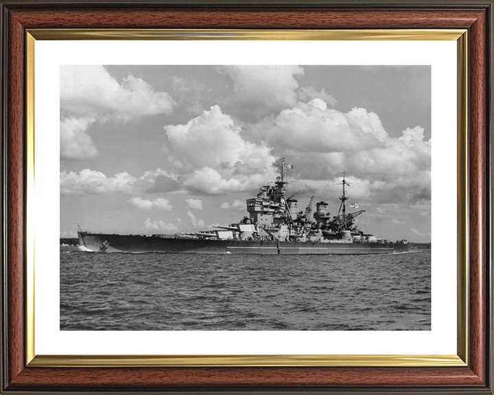 HMS Howe (32) Photo Print - Auckland 1945 - Royal Navy King George V Class Battleship Hampshire Prints 10 x 8 Classic Frame Yes