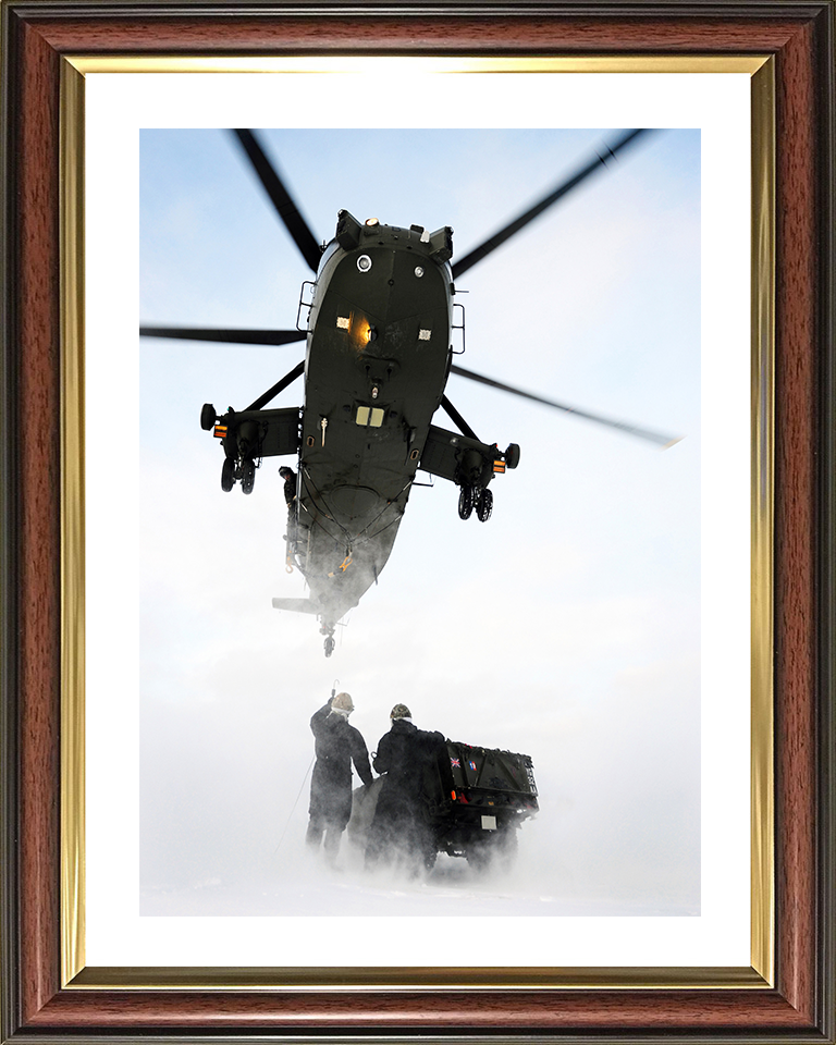 Sea King Mk4 Helicopter load lifting 2012 Photo Print - Royal Navy Aircraft Posters, Prints, & Visual Artwork Hampshire Prints 10 x 8 Classic Frame Yes
