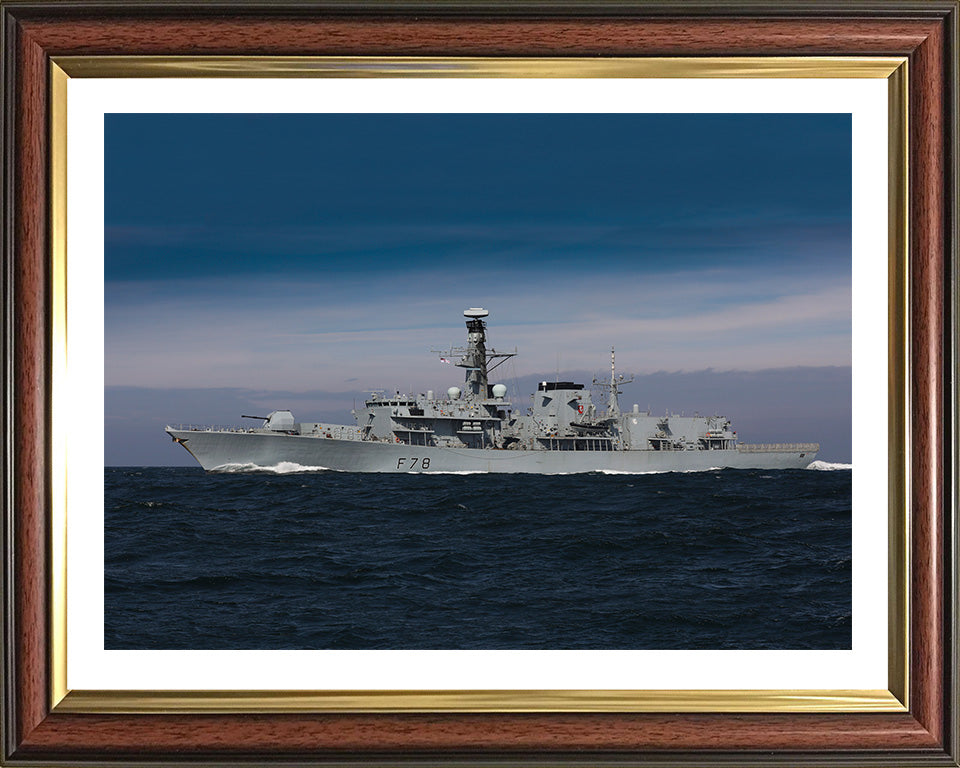 HMS Kent (F78) Photo Print - Port Beam View at Sea - Royal Navy Type 23 Frigate Hampshire Prints 10 x 8 Classic Frame Yes