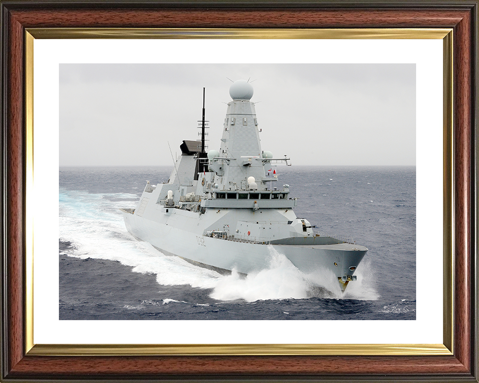 HMS Daring (D32) Royal Navy Type 45 Destroyer Starboard Bow View Underway Photo Print Wall Art Decor Posters, Prints, & Visual Artwork Hampshire Prints 10 x 8 Classic Frame Yes