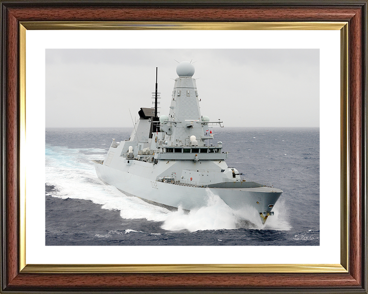 HMS Daring (D32) Royal Navy Type 45 Destroyer Starboard Bow View Underway Photo Print Wall Art Decor Posters, Prints, & Visual Artwork Hampshire Prints 10 x 8 Classic Frame Yes