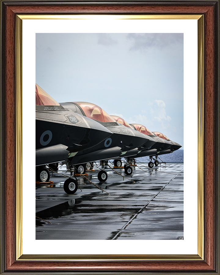F-35 Lightening Lining a Flight Deck 2025 Photo Print - Royal Navy Aircraft Hampshire Prints 10 x 8 Classic Frame Yes