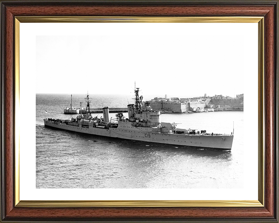 HMS Birmingham (C19) Photo Print - Valletta 1957 - Royal Navy Town Class Light Cruiser Posters, Prints, & Visual Artwork Hampshire Prints 10 x 8 Classic Frame Yes