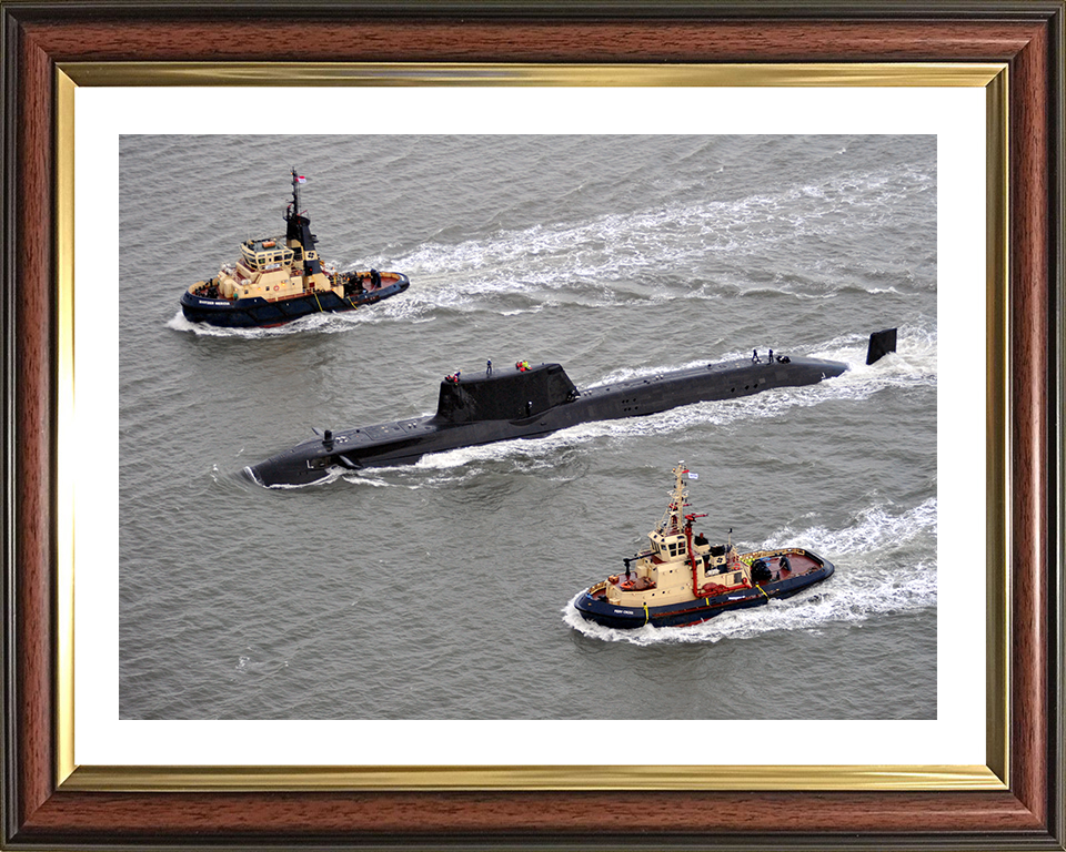 HMS Astute (S119) Photo Print - With Tugs 2009 - Royal Navy Astute Class Submarine Hampshire Prints 10 x 8 Classic Frame Yes