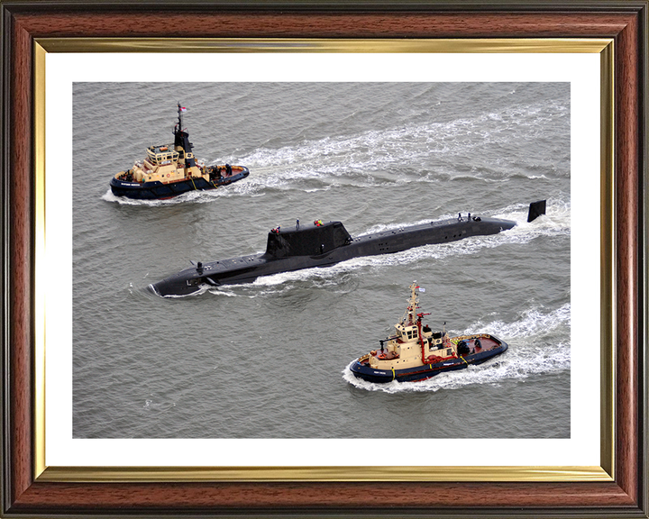 HMS Astute (S119) Photo Print - With Tugs 2009 - Royal Navy Astute Class Submarine Hampshire Prints 10 x 8 Classic Frame Yes