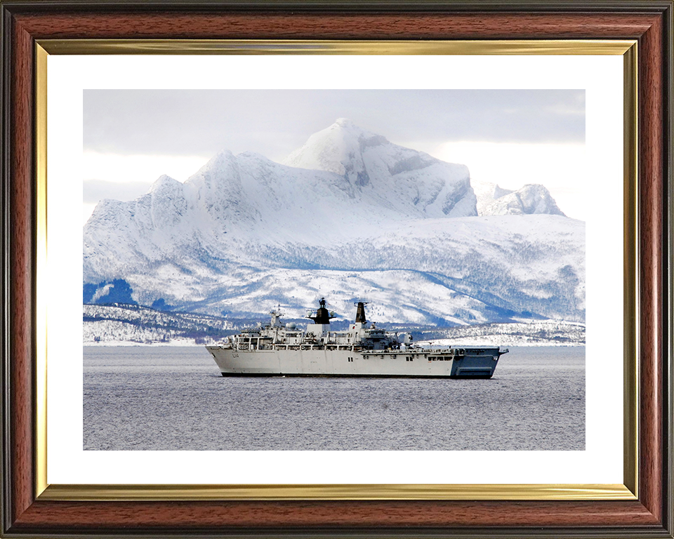 HMS Albion (L14) Royal Navy Albion Class Amphibious Ship Norway 2008 Photo Print Wall Art Naval Decor Posters, Prints, & Visual Artwork Hampshire Prints 10 x 8 Classic Frame Yes