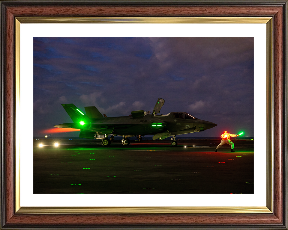 F-35B Lighting jet night takeoff 2025 Photo Print - Royal Navy Aircraft Hampshire Prints 10 x 8 Classic Frame Yes