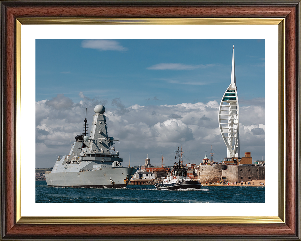 HMS Dauntless (D33) Photo Print - Leaves Portsmouth 2025 - Royal Navy Type 45 Destroyer Hampshire Prints 10 x 8 Classic Frame Yes