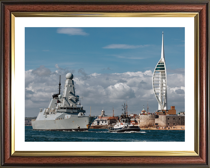 HMS Dauntless (D33) Photo Print - Leaves Portsmouth 2025 - Royal Navy Type 45 Destroyer Hampshire Prints 10 x 8 Classic Frame Yes