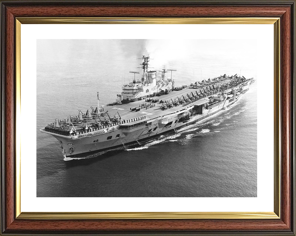 HMS Ark Royal (R09) Royal Navy Audacious Class Aircraft Carrier High Port Bow View Photo Print Wall Art Decor Posters, Prints, & Visual Artwork Hampshire Prints 10 x 8 Classic Frame Yes