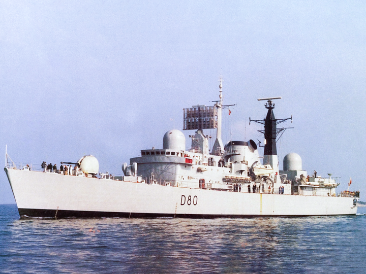 HMS Sheffield D80 Type 42 Destroyer Port Side View