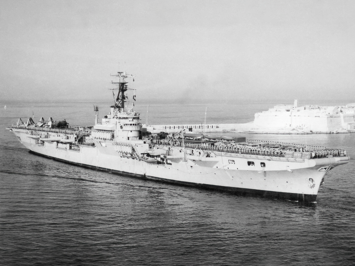 HMS Theseus R64 Colossus Class Aircraft Carrier Valletta Malta Photo Print - Posters, Prints, & Visual Artwork - by Hampshire Prints (image 1 of 9)