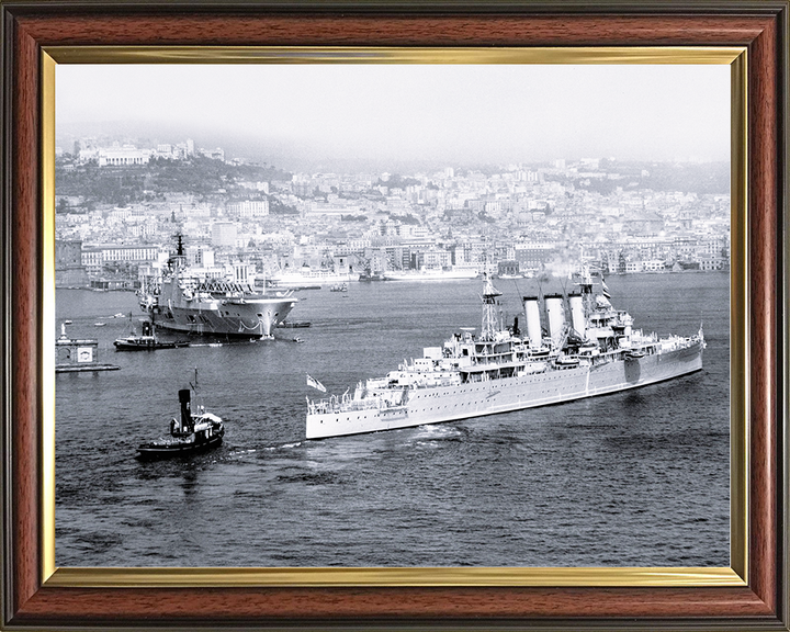 HMS Cumberland (57) Royal Navy County Class Cruiser Warship Naples 1955 Photo Print Wall Art Decor Posters, Prints, & Visual Artwork Hampshire Prints 10 x 8 Classic Frame No
