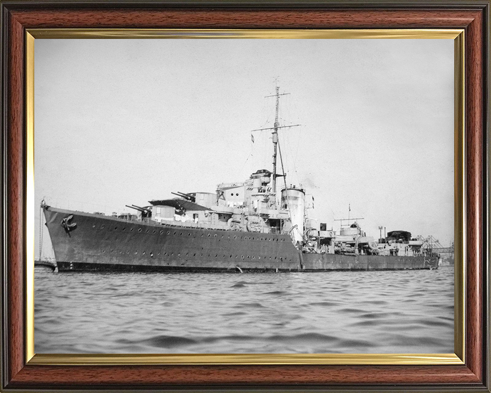 HMS Kelvin (F37) Photo Print - At A Buoy 1940 - Royal Navy K Class Destroyer Posters, Prints, & Visual Artwork Hampshire Prints 10 x 8 Classic Frame No