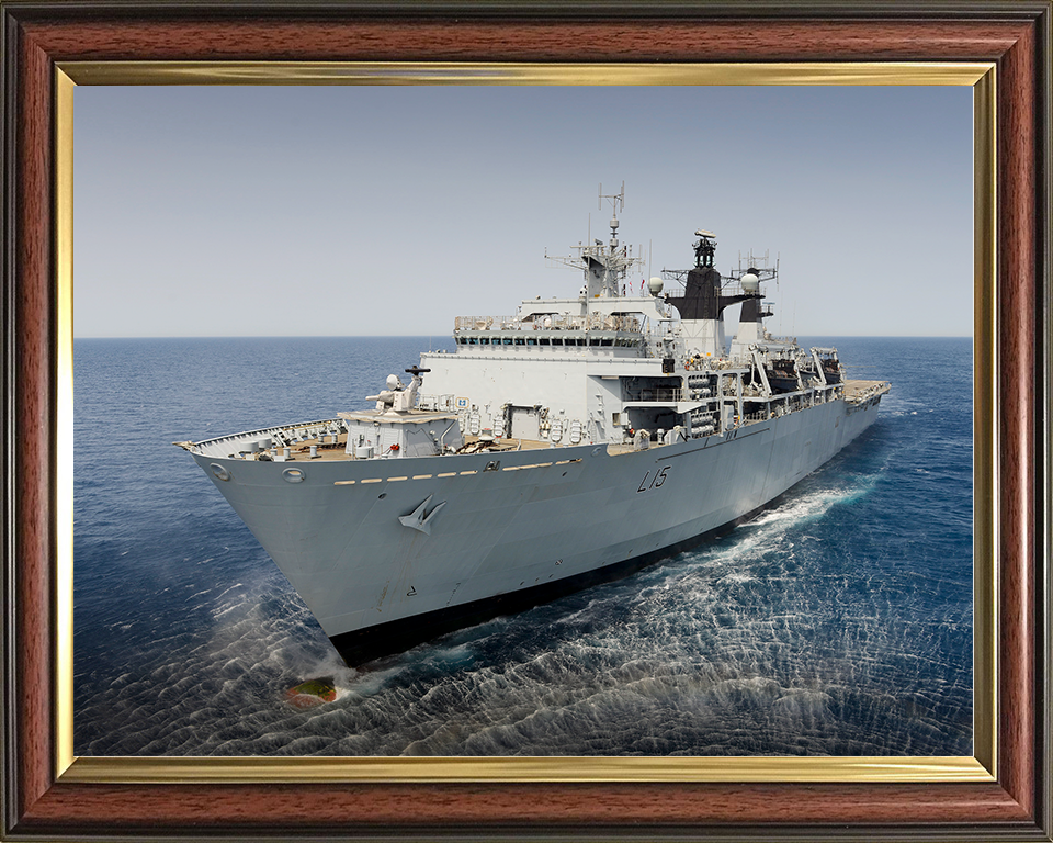 HMS Bulwark (L15) Royal Navy Albion Class Amphibious Ship From A Helicopter Photo Print Wall Art Decor Posters, Prints, & Visual Artwork Hampshire Prints 10 x 8 Classic Frame No