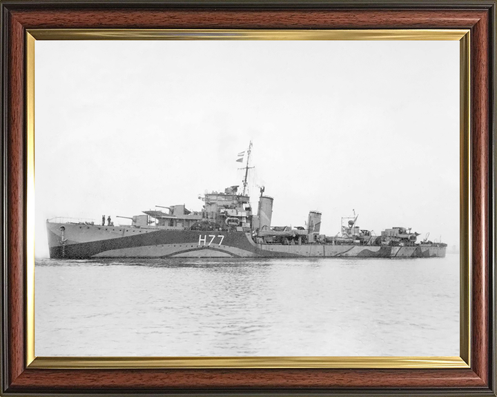 HMS Boreas (H77) Royal Navy B Class Destroyer Port Side View Photo Print Wall Art Decor Posters, Prints, & Visual Artwork Hampshire Prints 10 x 8 Classic Frame No
