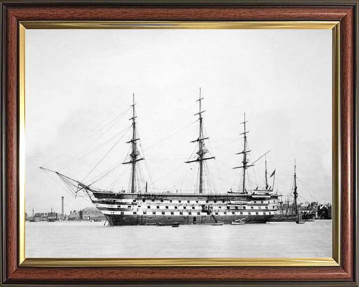 HMS Britannia (Prince of Wales) 1860 Royal Navy Training Ship Port Side Photo Print Wall Art Decor Posters, Prints, & Visual Artwork Hampshire Prints 10 x 8 Classic Frame No