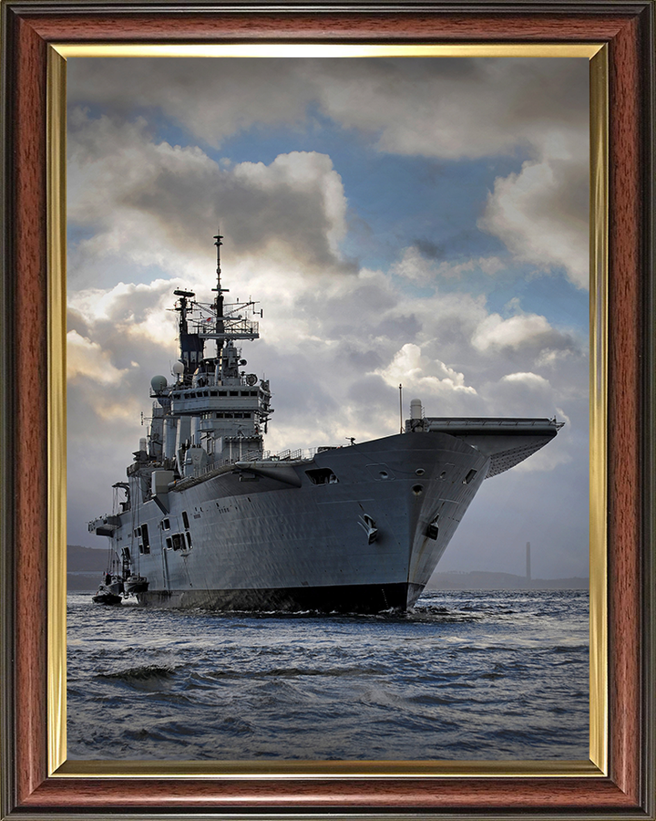 HMS Ark Royal (R07) Photo Print - On the Clyde - Royal Navy Invincible Class Aircraft Carrier Hampshire Prints 10 x 8 Classic Frame No