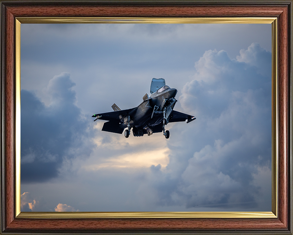 F-35B Lighting Jet Hovering Before Landing Photo Print - Royal Navy Aircraft Posters, Prints, & Visual Artwork Hampshire Prints 10 x 8 Classic Frame No