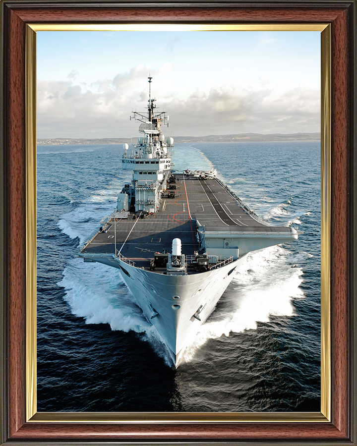 HMS Ark Royal (R07) Royal Navy Invincible Class Aircraft Carrier Underway Bow View Photo Print Wall Art Decor Posters, Prints, & Visual Artwork Hampshire Prints 10 x 8 Classic Frame No