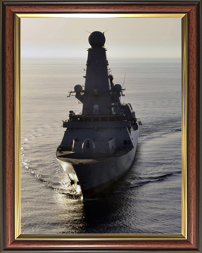 HMS Diamond (D34) Royal Navy Type 45 Destroyer Bow View at Sunset Photo Print Wall Art Decor Posters, Prints, & Visual Artwork Hampshire Prints 10 x 8 Classic Frame No