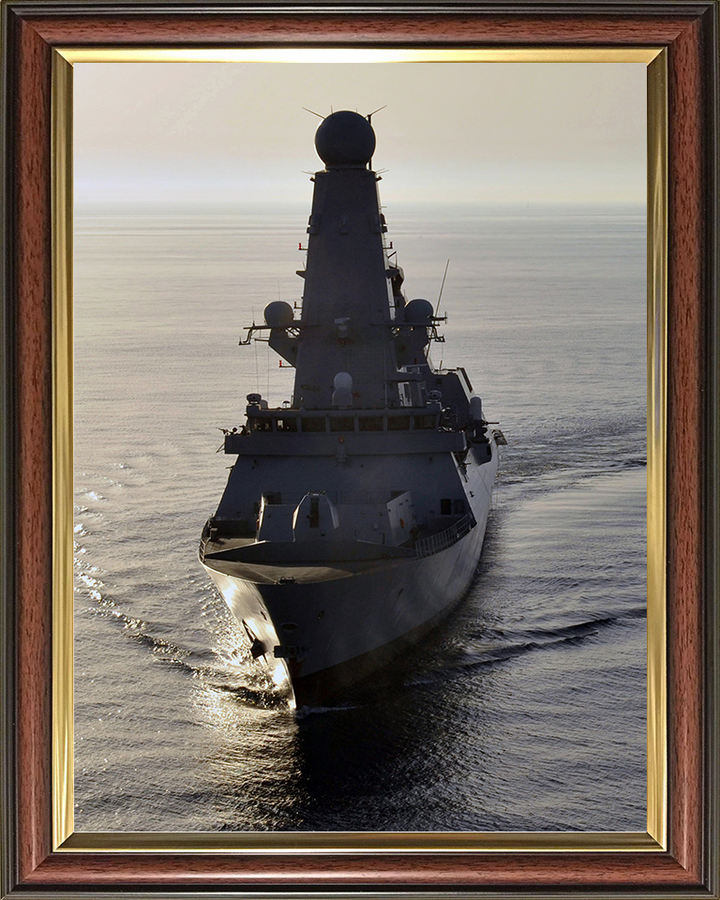 HMS Diamond (D34) Royal Navy Type 45 Destroyer Bow View at Sunset Photo Print Wall Art Decor Posters, Prints, & Visual Artwork Hampshire Prints 10 x 8 Classic Frame No