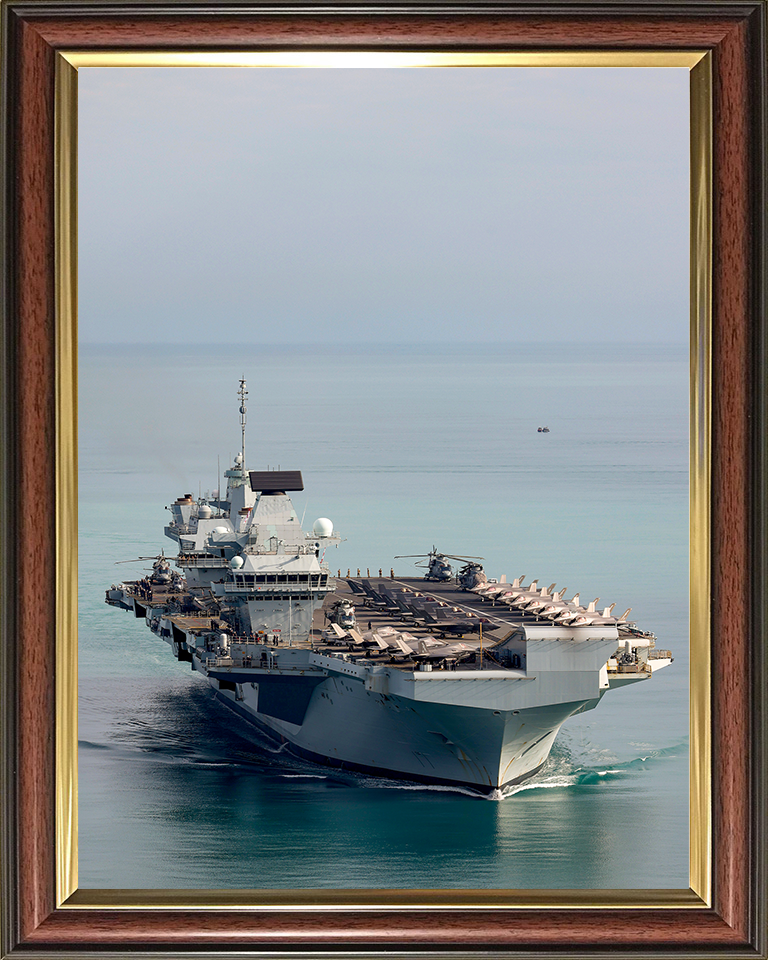 HMS Prince of Wales (R09) Photo Print - Arriving in Darwin 2025 - Royal Navy Queen Elizabeth Class Aircraft Carrier Hampshire Prints 10 x 8 Classic Frame No