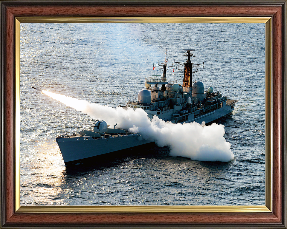 HMS Edinburgh (D97) Royal Navy Type 42 Destroyer Sea Dart Launch Photo Print Wall Art Decor Posters, Prints, & Visual Artwork Hampshire Prints 10 x 8 Classic Frame No