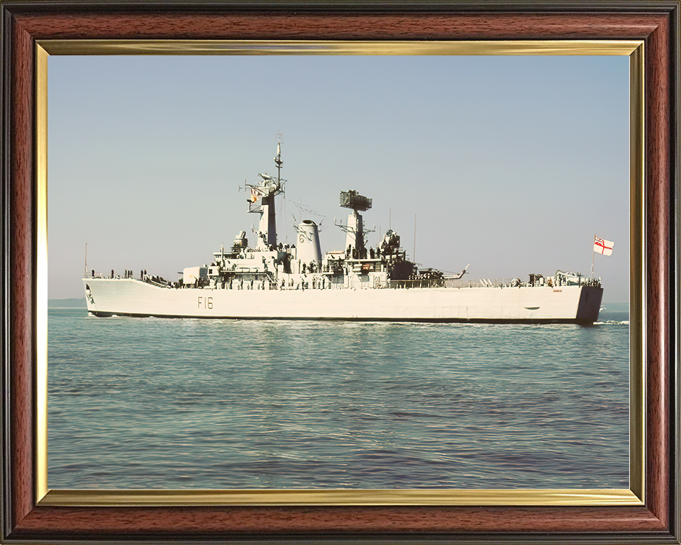 HMS Diomede (F16) Royal Navy Leander Class Frigate Leaving Portsmouth Photo Print Wall Art Decor Posters, Prints, & Visual Artwork Hampshire Prints 10 x 8 Classic Frame No