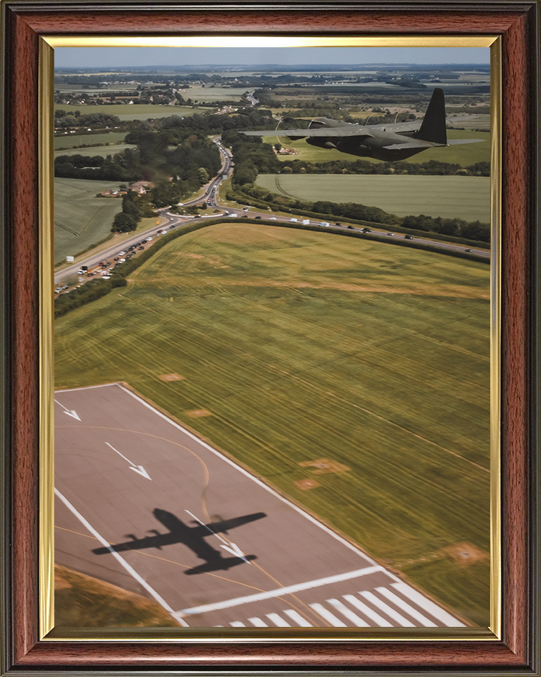 RAF Hercules C-130J Taking off Photo Print - Royal Air Force Aircraft Hampshire Prints 10 x 8 Classic Frame No