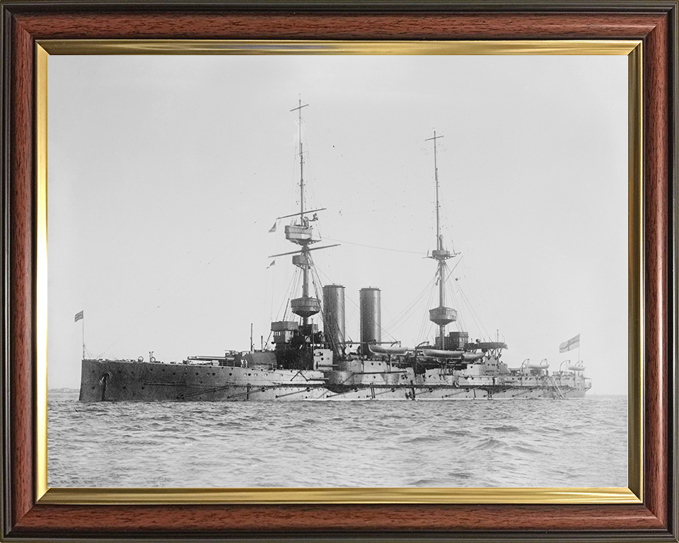 HMS Albemarle (1901) Royal Navy Pre Dreadnought Battleship Port Side View Photo Print Wall Art Naval Decor Posters, Prints, & Visual Artwork Hampshire Prints 10 x 8 Classic Frame No