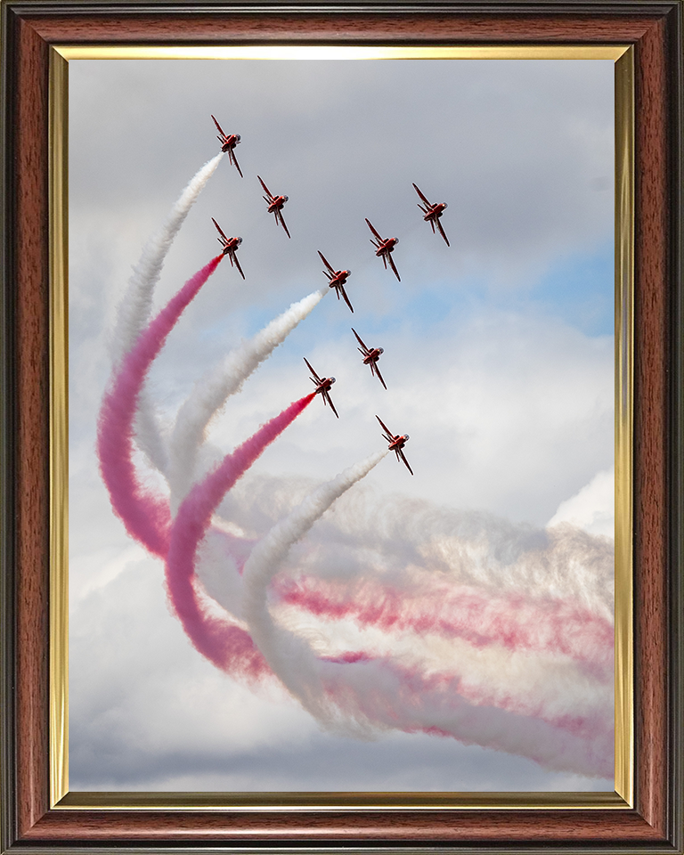 RAF Red Arrows Roll Demo 2025 Photo Print - Royal Air Force Aircraft Hampshire Prints 10 x 8 Classic Frame No