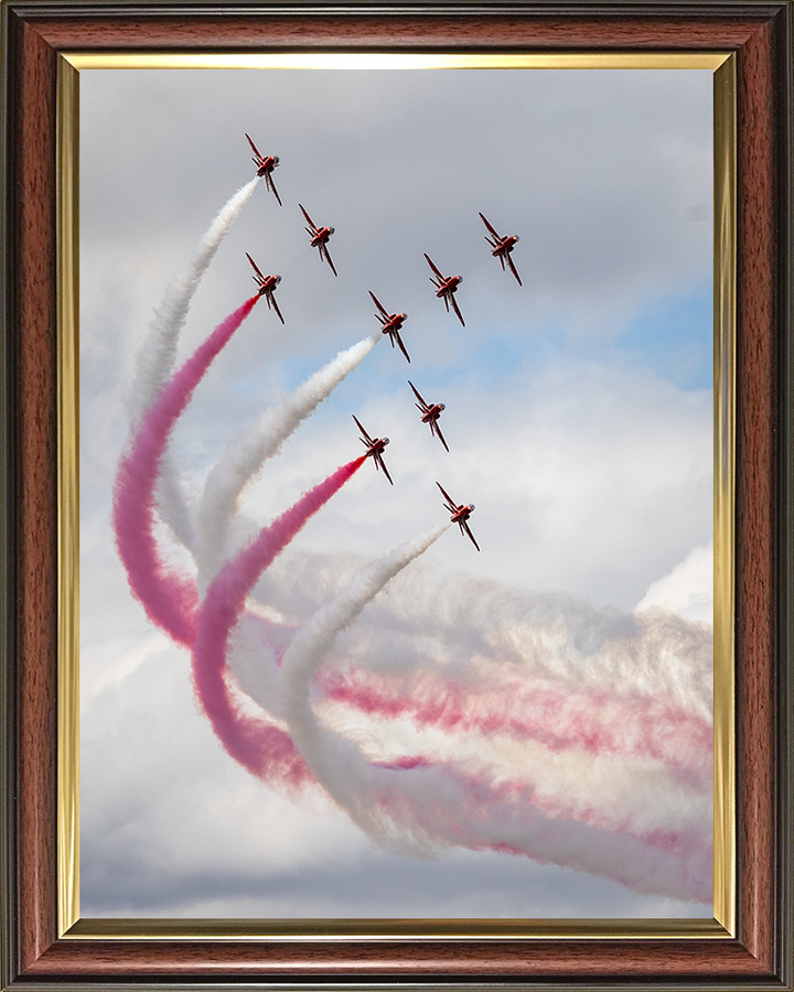 RAF Red Arrows Roll Demo 2025 Photo Print - Royal Air Force Aircraft Hampshire Prints 10 x 8 Classic Frame No