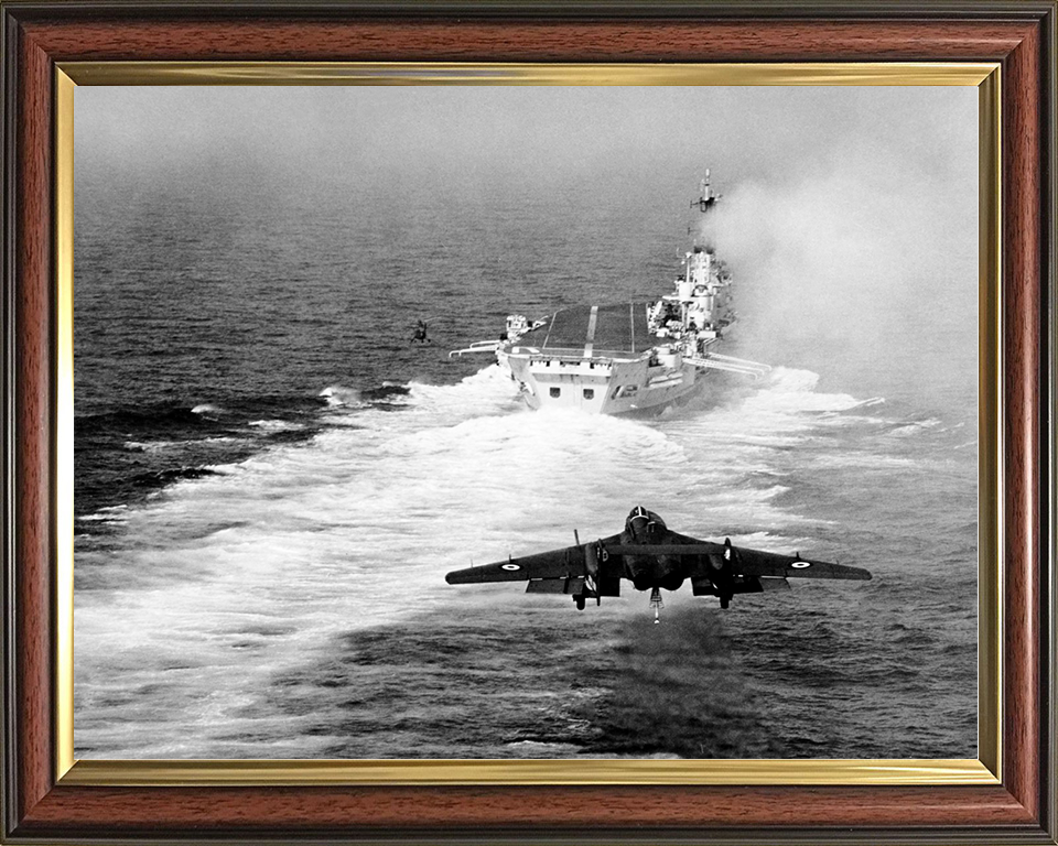 HMS Ark Royal (R09) Royal Navy Audacious Class Aircraft CarrierWith Sea Vixen Photo Print Wall Art Decor Posters, Prints, & Visual Artwork Hampshire Prints 10 x 8 Classic Frame No