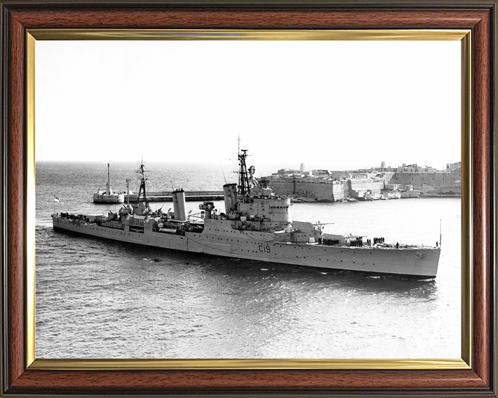 HMS Birmingham (C19) Photo Print - Valletta 1957 - Royal Navy Town Class Light Cruiser Posters, Prints, & Visual Artwork Hampshire Prints 10 x 8 Classic Frame No
