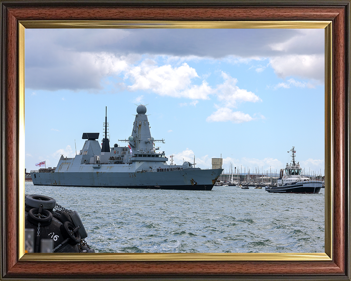 HMS Diamond (D34) Photo Print - Portsmouth Return - Royal Navy Type 45 Destroyer Hampshire Prints 10 x 8 Classic Frame No