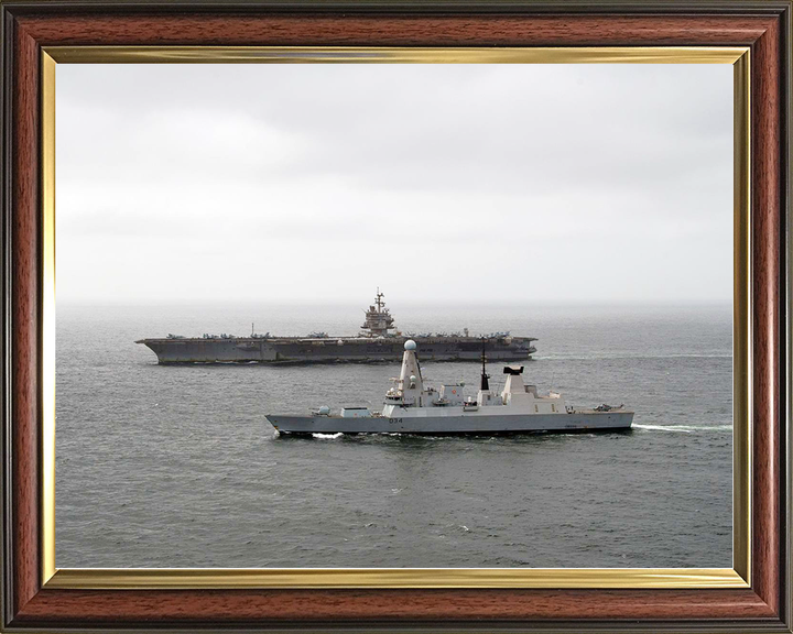 HMS Diamond (D34) Photo Print - With USS Enterprise - Royal Navy Type 45 Destroyer Hampshire Prints 10 x 8 Classic Frame No